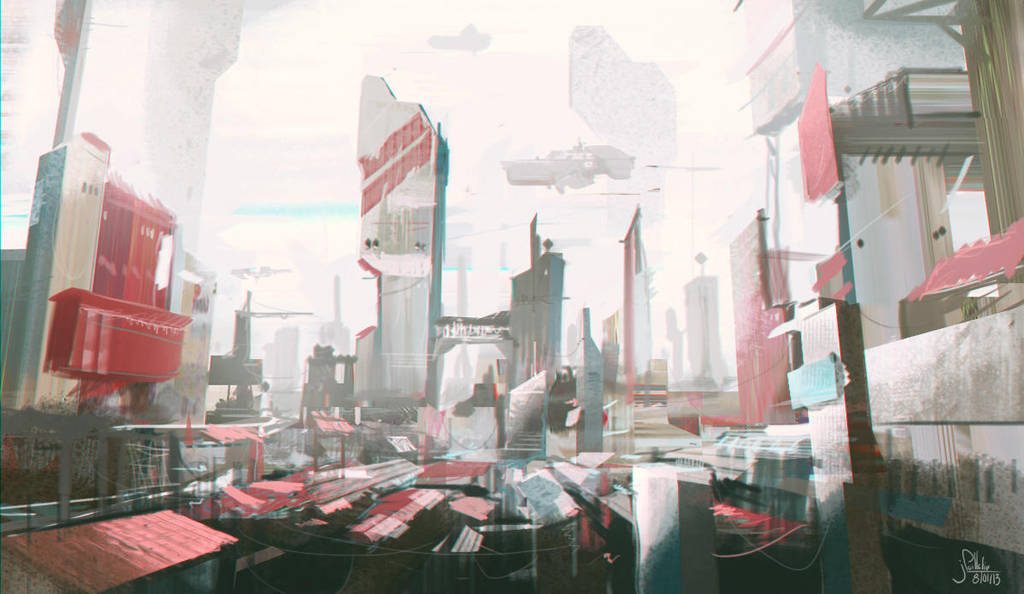 Speedpaint - Red city by JeremyPaillotin
