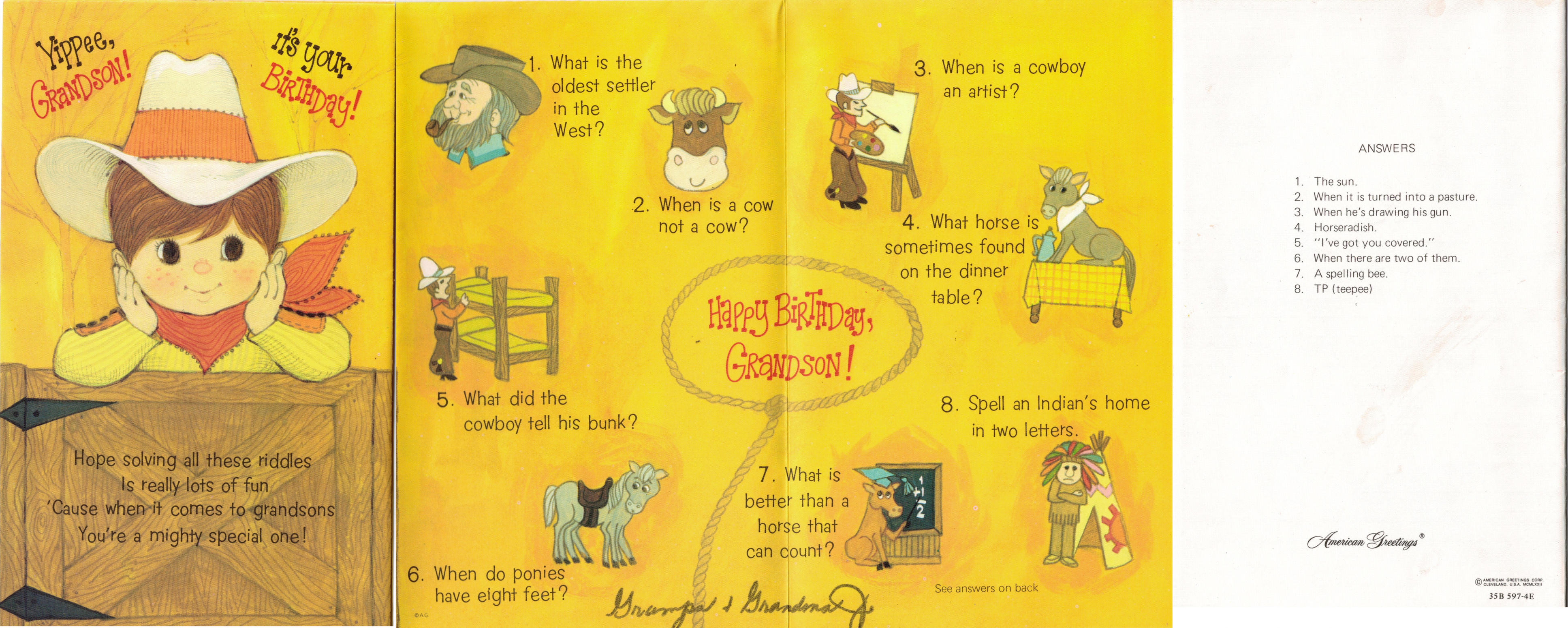Grandson Humor Card 1972 by IdanCarre