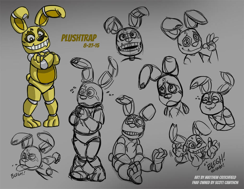 FNAF Plushtrap Sketches 01 82715 by Mattartist25 on DeviantArt