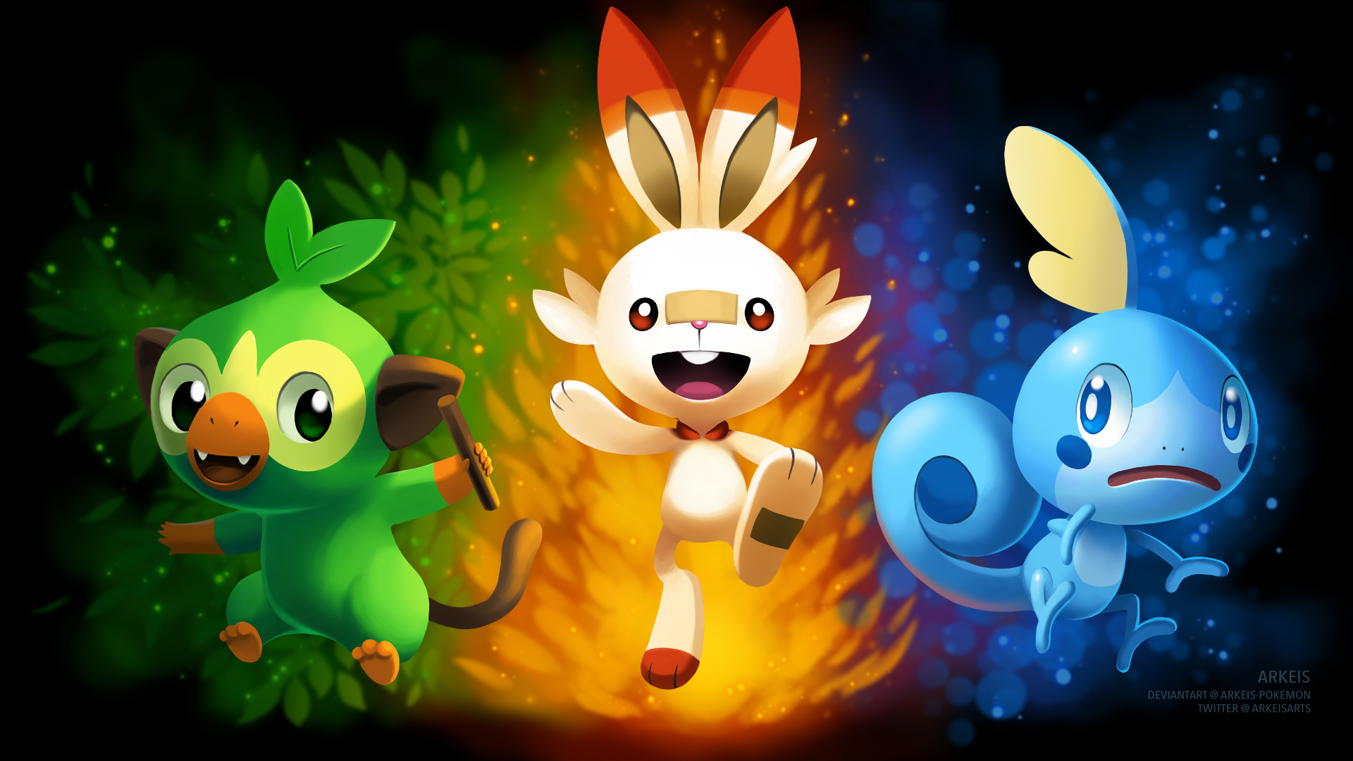 [Wallpaper] Pokemon Sword/Shield Starters by arkeispokemon on DeviantArt