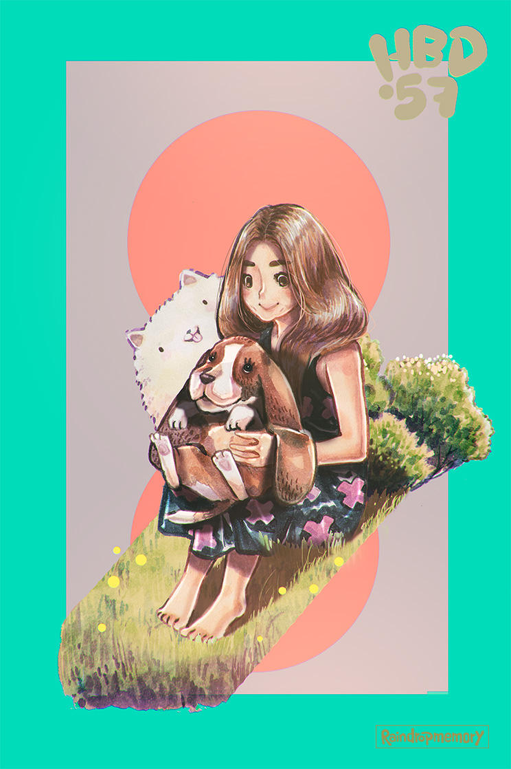 Girl and Basset Hound by Raindropmemory