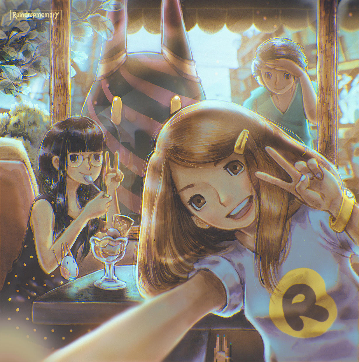 Group Selfie at Ice Cream Shop by Raindropmemory