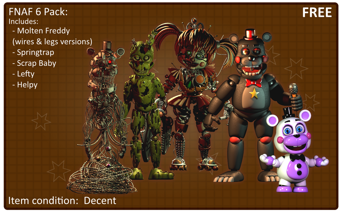 Fnaf 6 Pack (C4d Blender SFM Release) by 3D-Darlin on DeviantArt