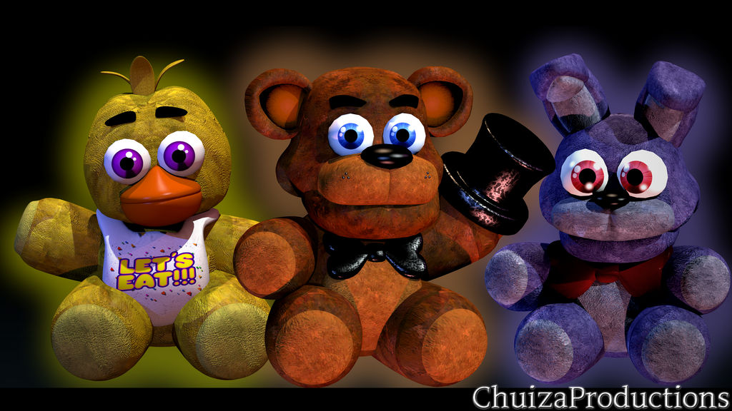 FNaF 1 Plushies Render by ChuizaProductions on DeviantArt