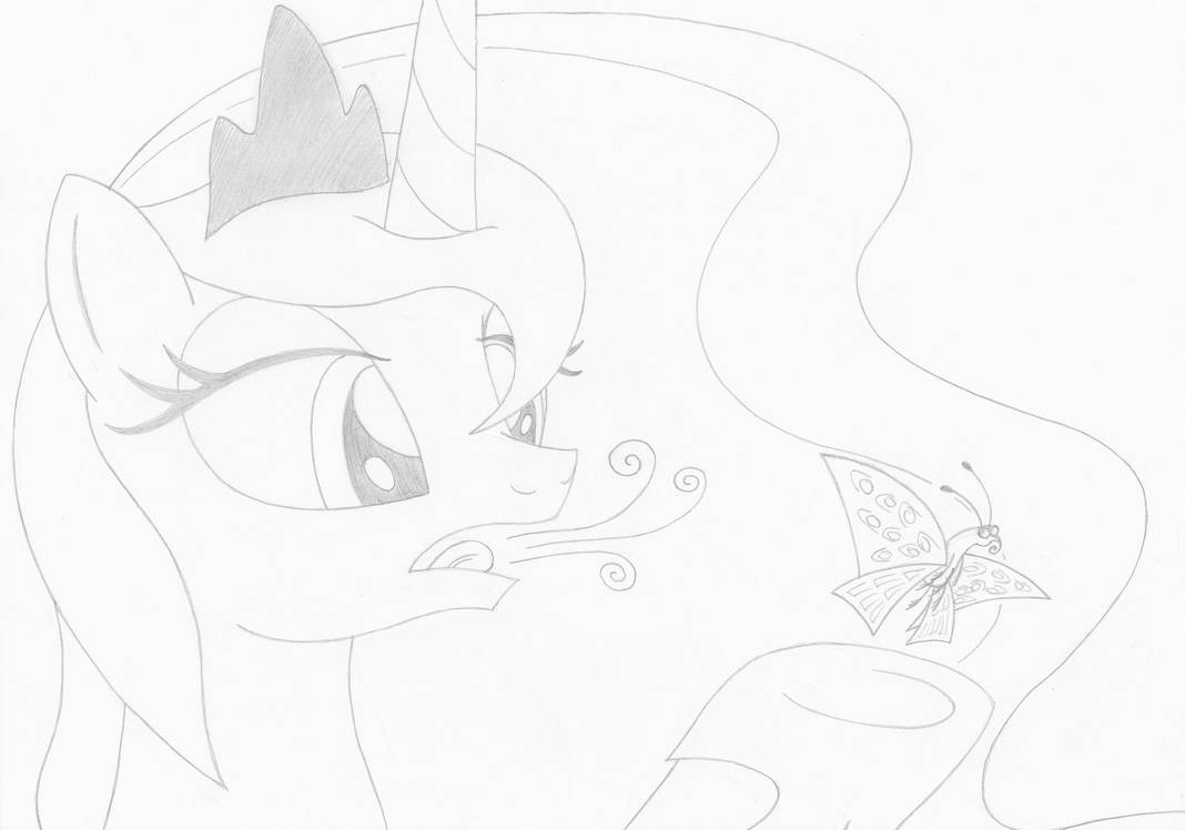 Princess Luna And A Moth by Imaflashdemon