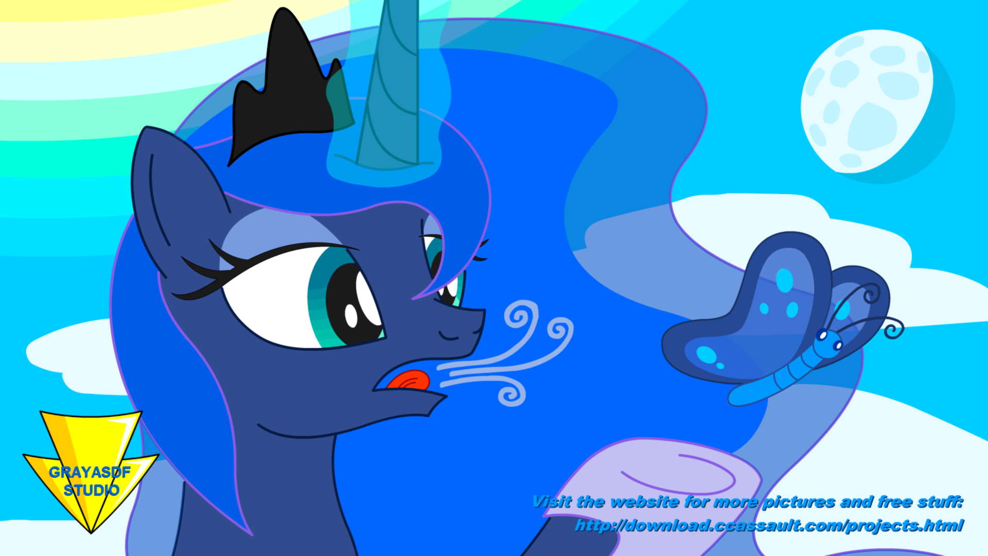 Princess Luna And A Moth (Coloured) by Imaflashdemon