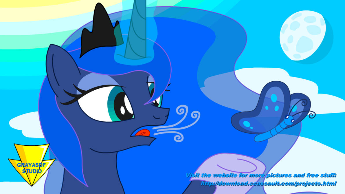 Princess Luna And A Moth (Coloured) by Imaflashdemon