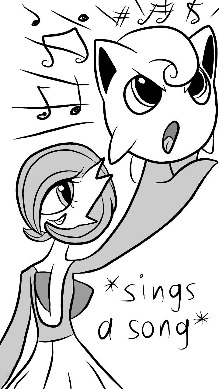 Jiggly On Gardevoir's Hand (sketch) by Imaflashdemon