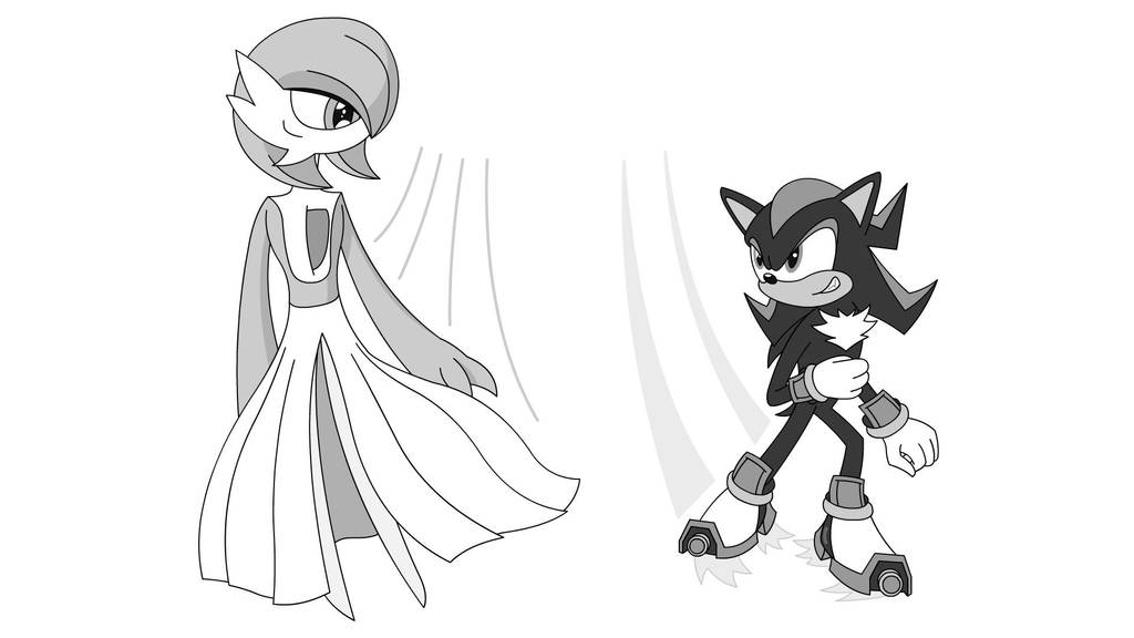 Gardevoir Vs Shadow - Let's Race! (sketch) by Imaflashdemon