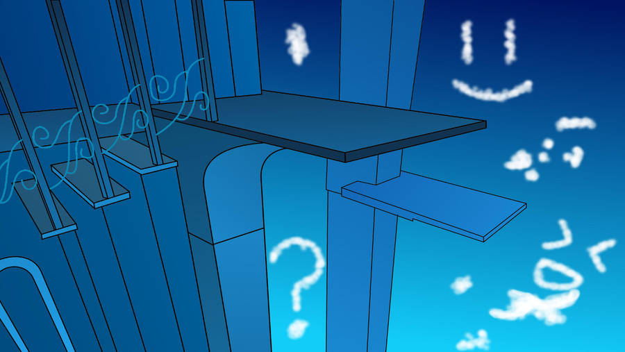 Background for animation : Blue sky and platform by razorsharpfang