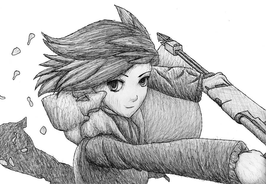 Rwby Red Pen Sketch My First Anime Drawing By Metadragonart On