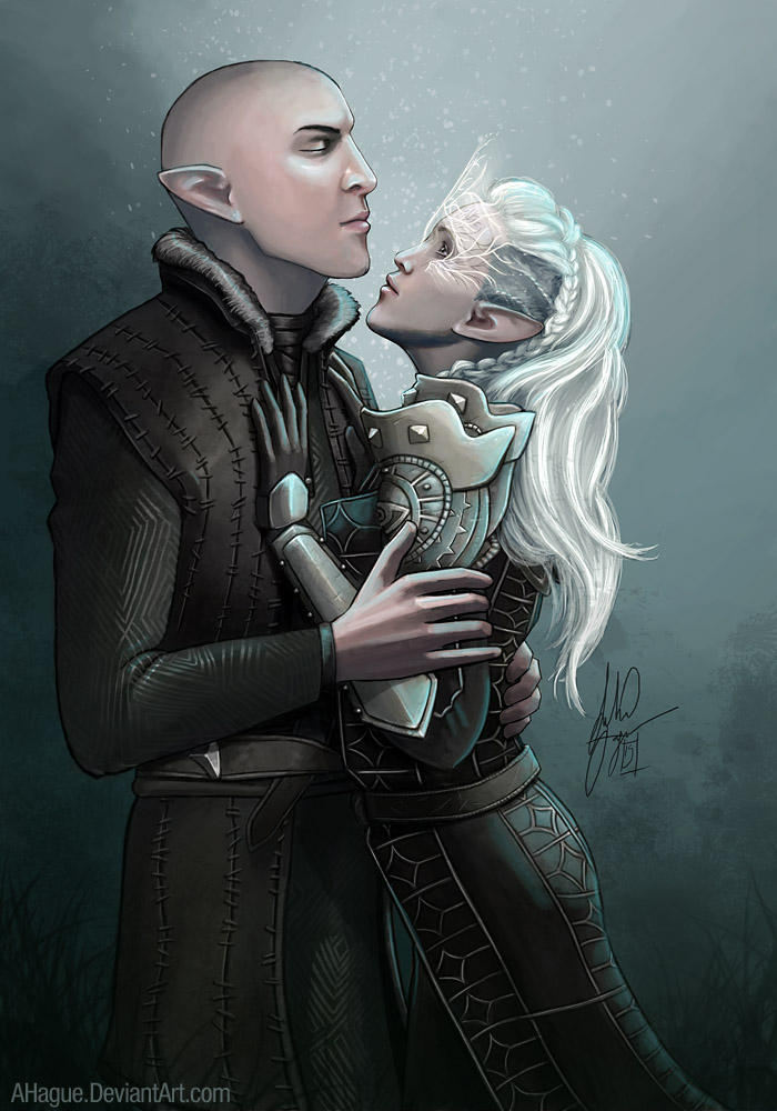 Removing the vallaslin - Solas and Inquisitor by AHague