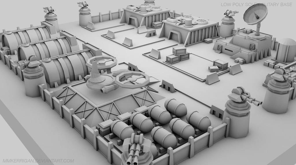 Low Poly / Sci fi Military Base / 02 by MMKerrigan on DeviantArt