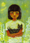 Girl and strange cat. by koony