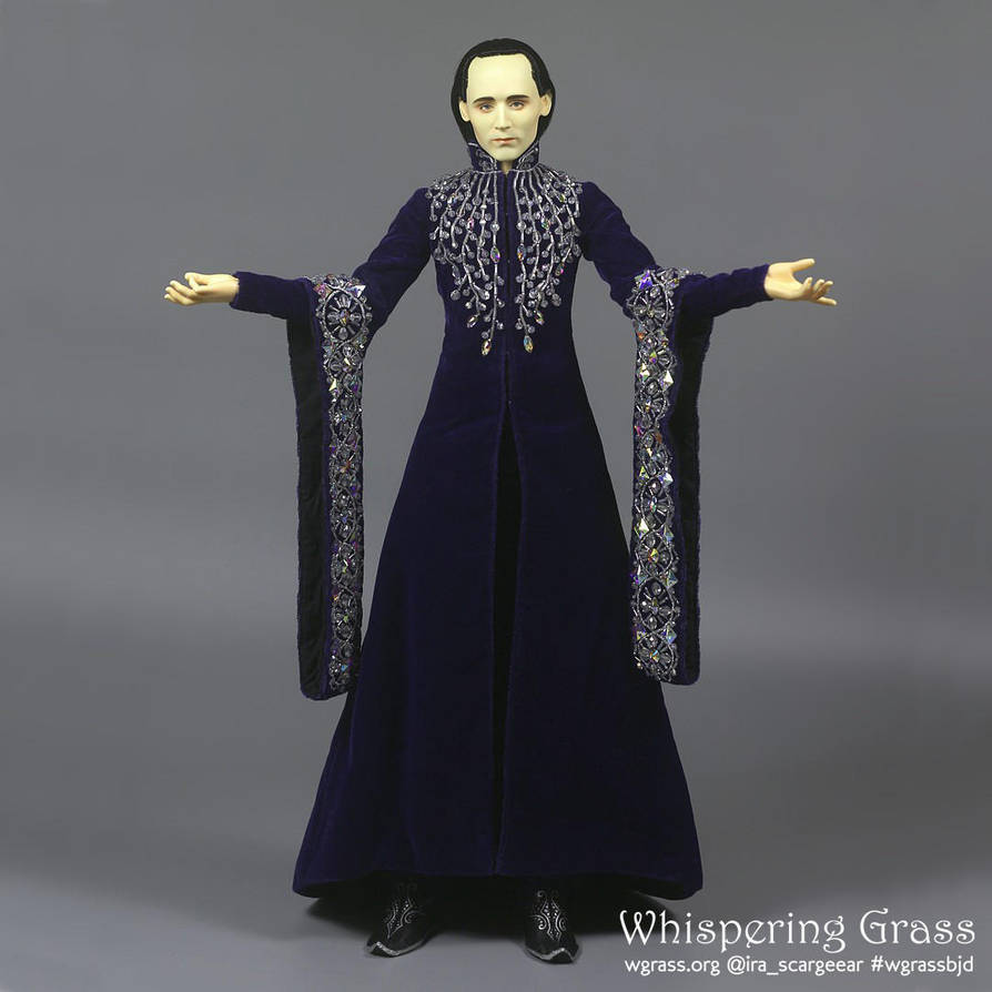 Elven Deep Purple Velvet Dress with Beads Embroide by scargeear