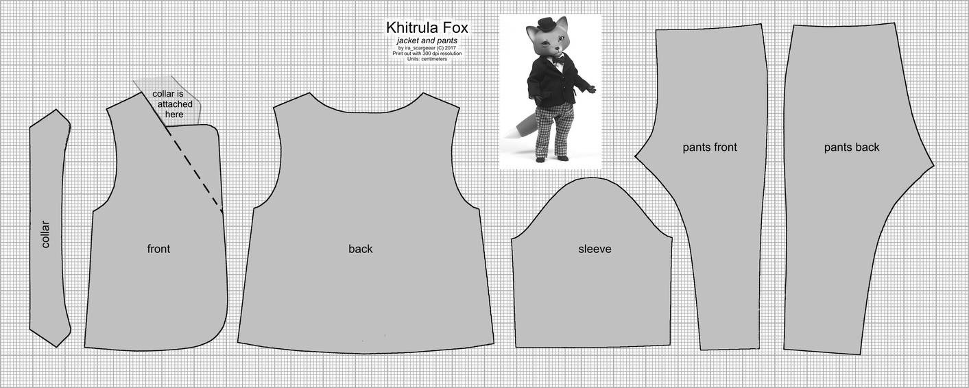 Khitrula Fox Jacket and Pants Pattern by scargeear