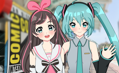 Ai and Miku at Comic-Con by pastelaine-art