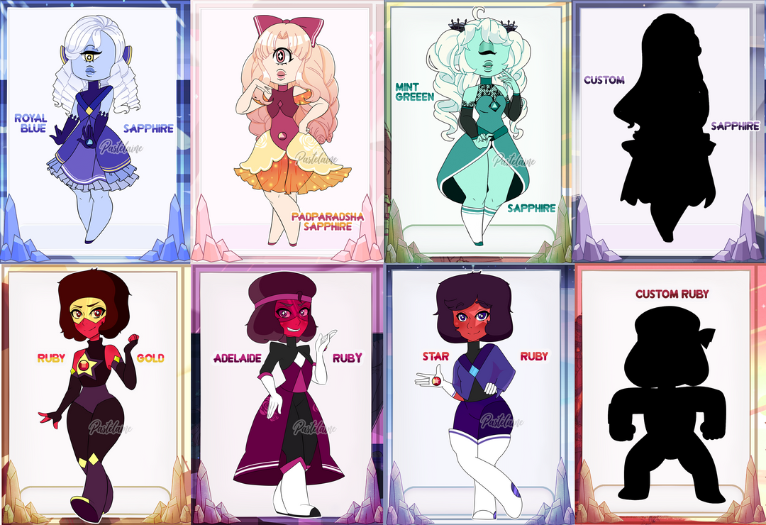 Sapphire and Ruby Auction Adopts (1 LEFT OPEN) by pastelaine-art