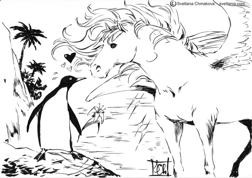 Sketchblog002 Pegasus Penguin Love by svetlania