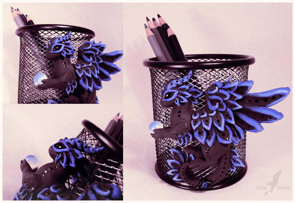 Black dragon pencil holder by AlviaAlcedo