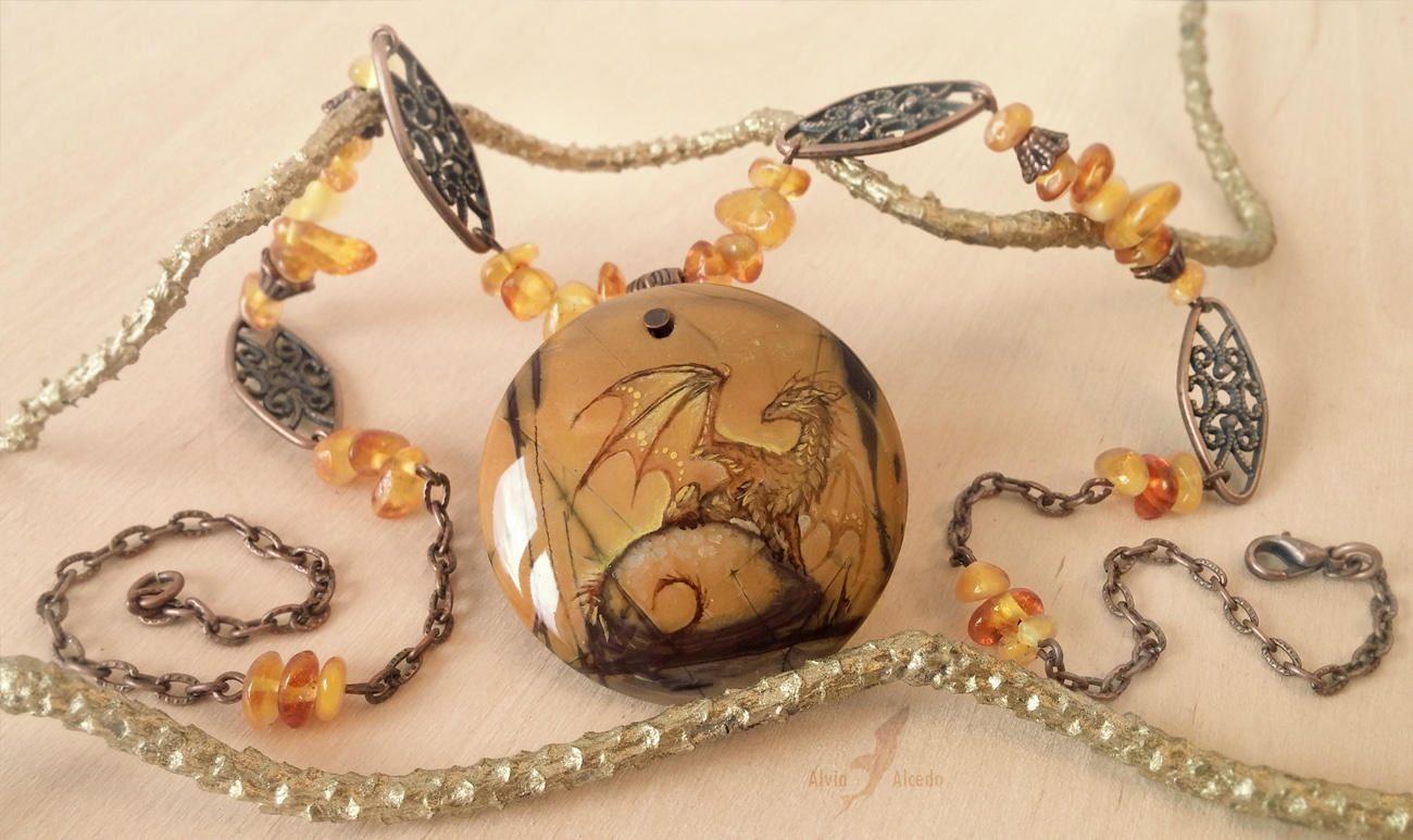 Stone painting - Dragon on swamp by AlviaAlcedo