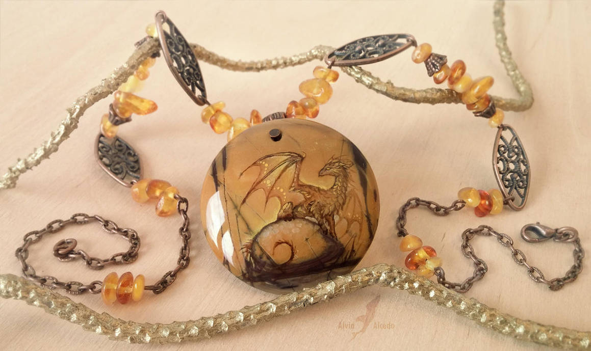 Stone painting - Dragon on swamp by AlviaAlcedo