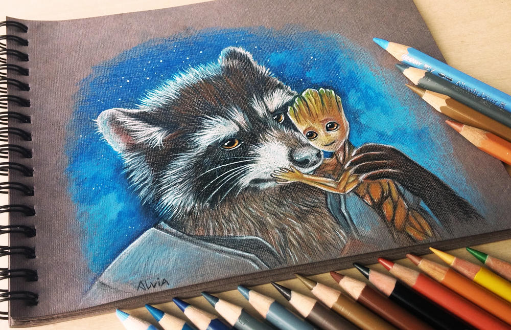 Groot and Rocket by AlviaAlcedo