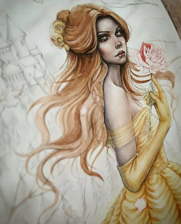 Princess Belle Coloring Process by EnysGuerrero