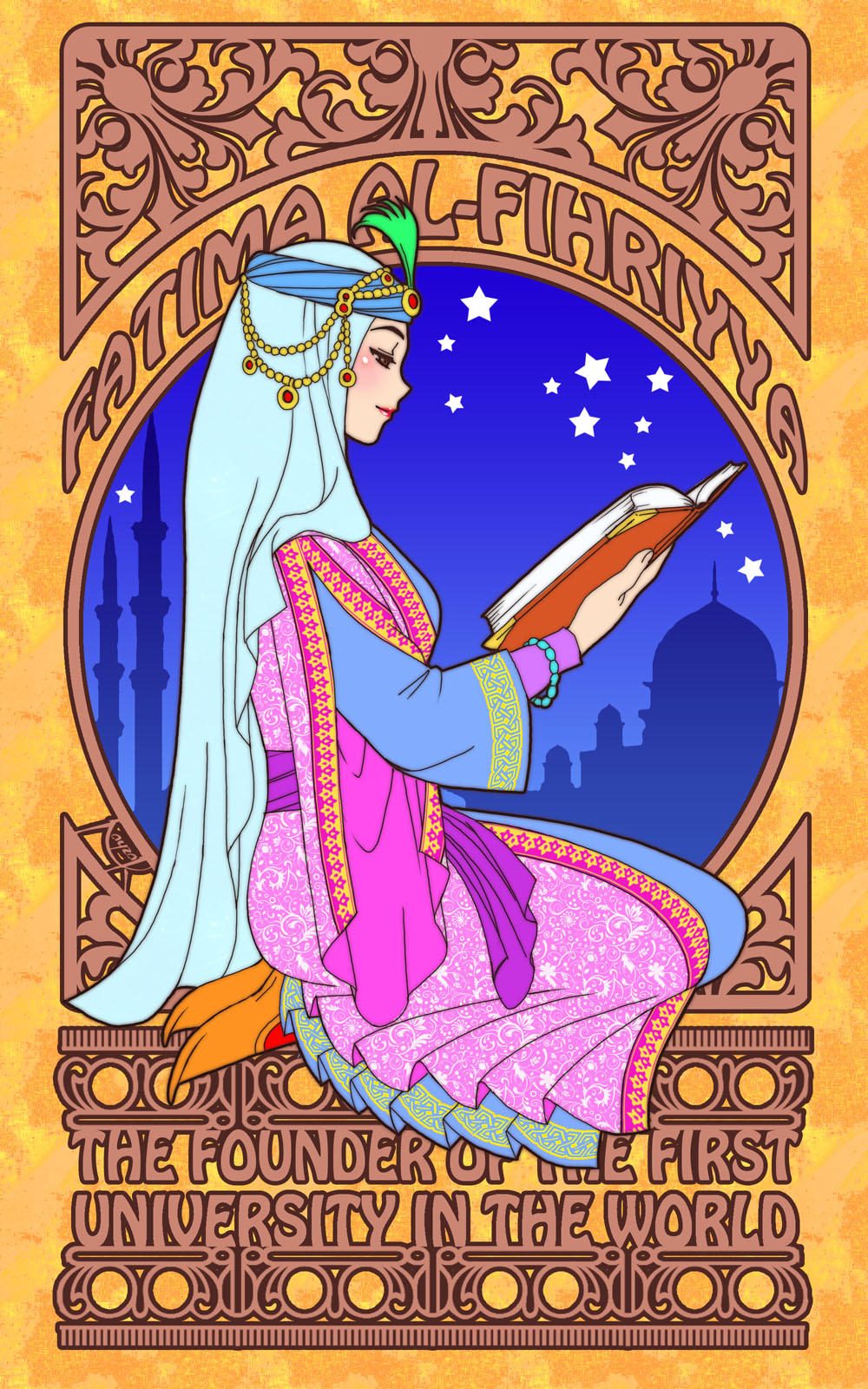 Fatima Al-Fihriyya Art Nouveau by Nayzak
