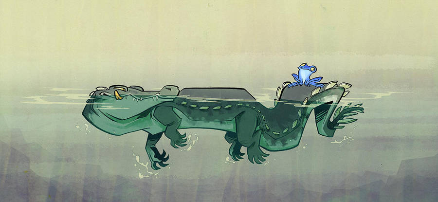 Croc and toad by iktis