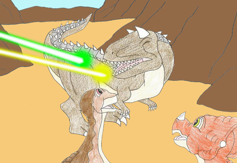 Ducky Spike Petrie and Chomper saved by laser by Animedino1 on DeviantArt