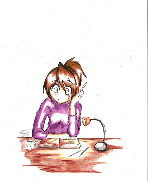 Picture Of Anime Girl Studying
