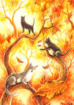 Autumn Kitties by TrollGirl