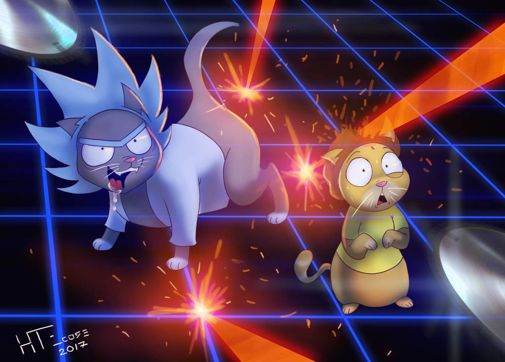 Rick and Morty, in the Danger Room, as cats by HTECORE on DeviantArt