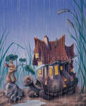 Turtlehouse in the Rain by Red-Clover