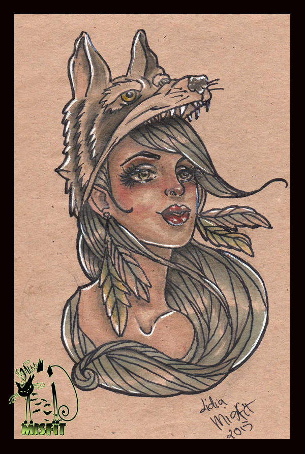 Wolf Girl Tattoo Flash By Missmisfit13 On Deviantart