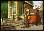 Luke and Layton in London by wredwrat