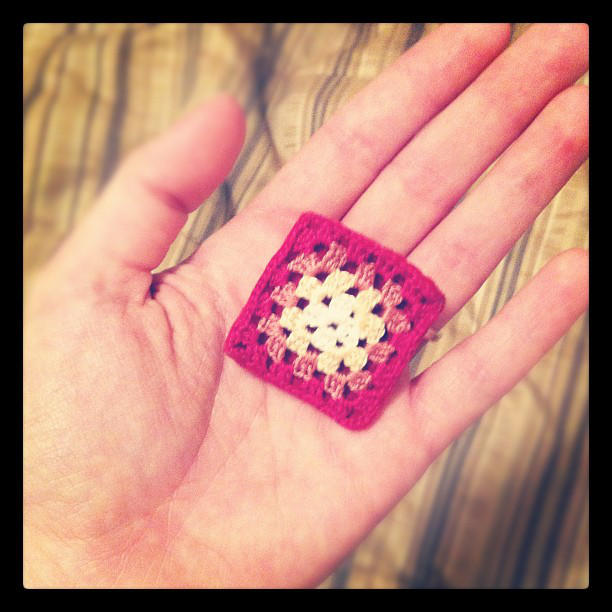 Tiny itty bitty mini granny square brooch by restlesswillow