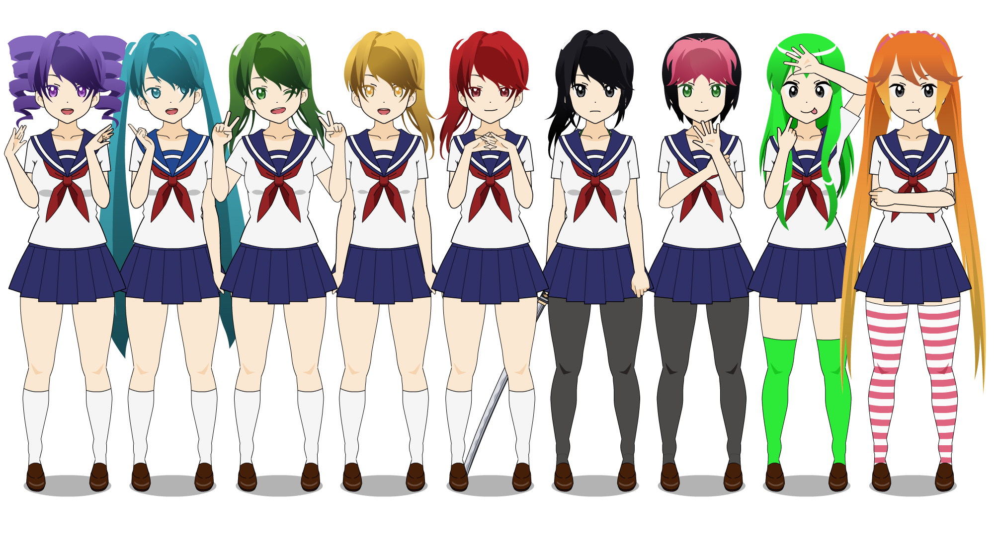 Yandere Simulator Character Pack 1 Exports by Chellbit on DeviantArt
