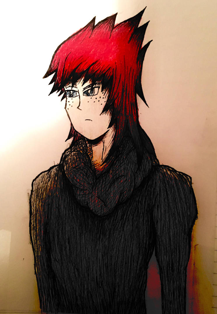 Ian Aix Azsrain Anime Boy Red Hair Black Coat By Railgunscyes On