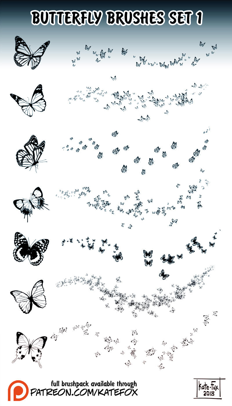 Butterfly Brushes 1 by Kate-FoX