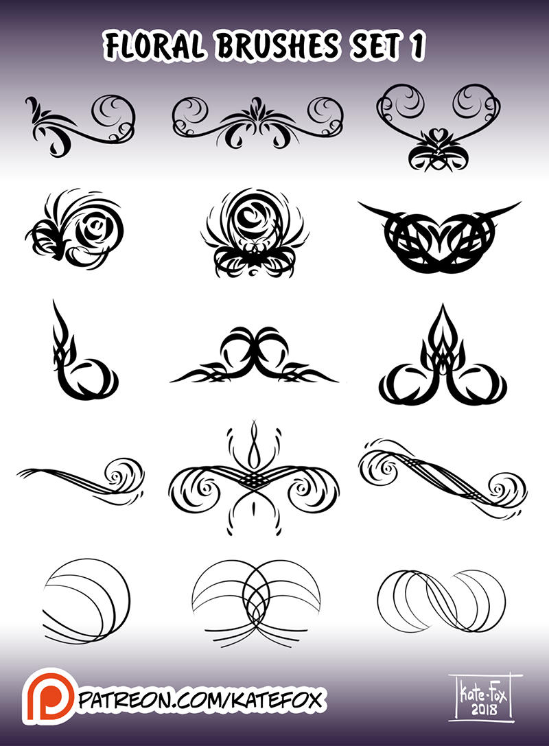 Photoshop Brushes: Floral Ornament 1 by Kate-FoX