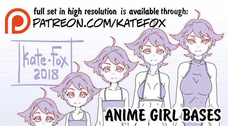 Anime girl bases PSD-file by Kate-FoX