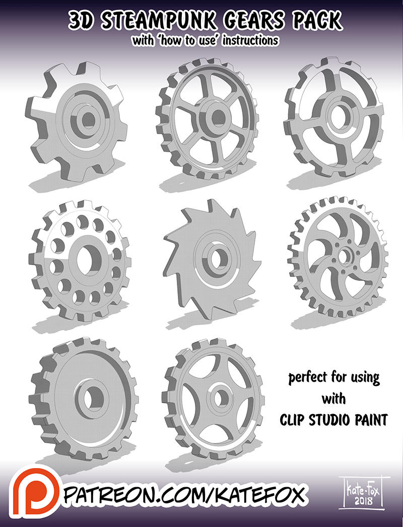 3D gears pack by Kate-FoX