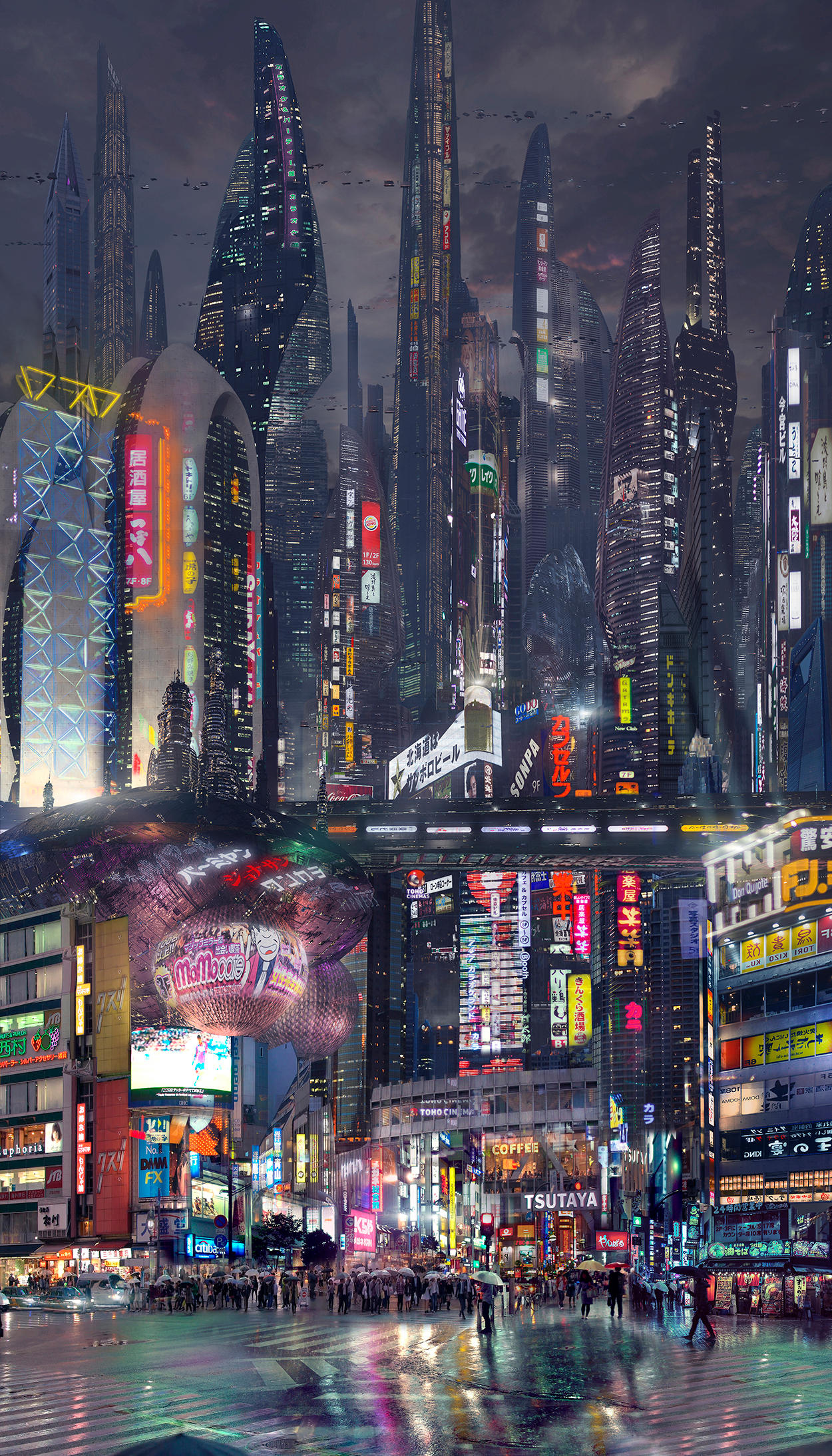 Sci Fi City Street Night by rich35211