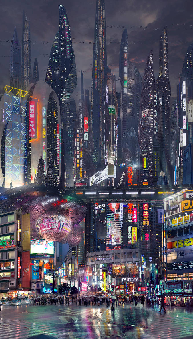 Sci Fi City Street Night by rich35211