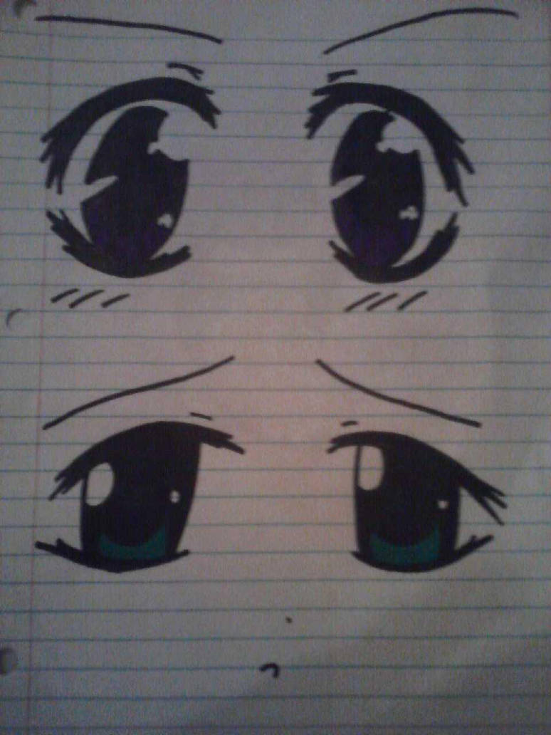 Anime Eyes On Lined Paper By Mewnekochibi On Deviantart