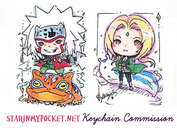 Jiraiya and Tsunade Chibi Commission by StarMasayume