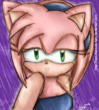 In the rain .::Amy Rose::. by navi-the-cute-fairy