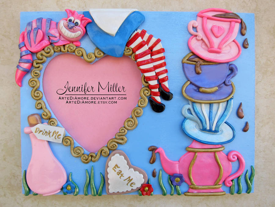 Printable Graphic Alice In Wonderland Border Digital Frame Image Pink Natural Color Stripe Lecien Canvas Fabric Alice In Wonderland